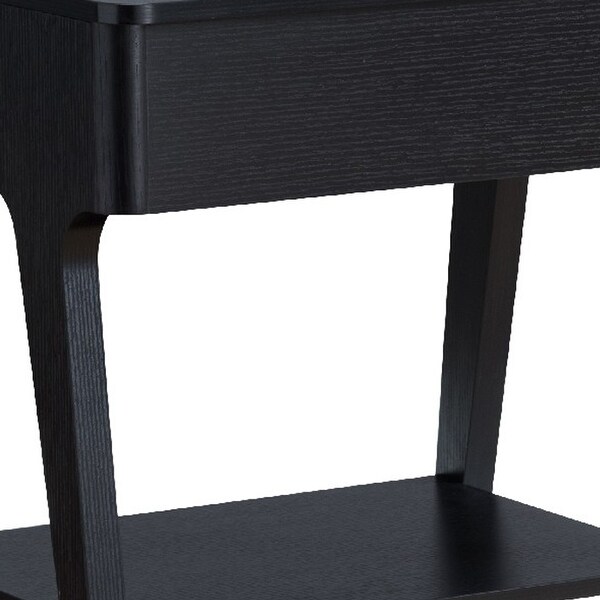 22 Inch Edward End Table with Lift Top and Bottom Shelf， Black