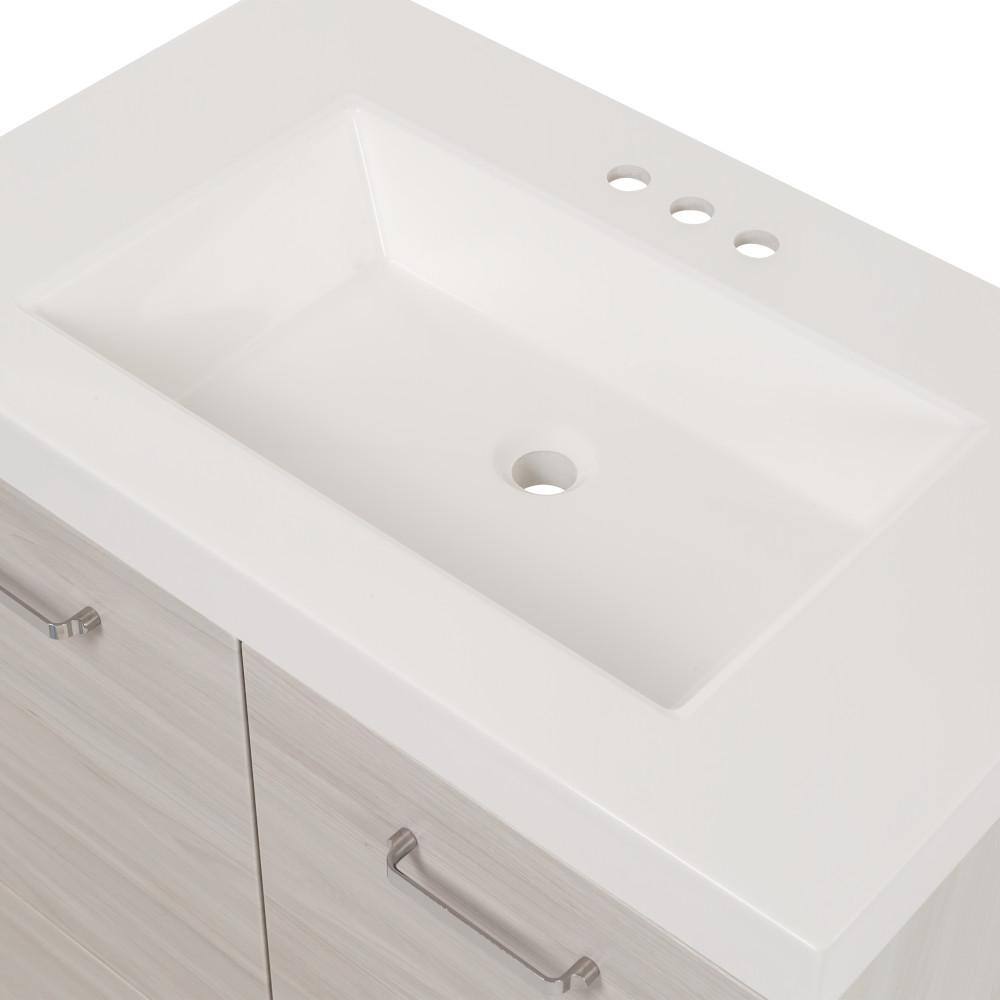 Glacier Bay Stancliff 30.5 in. W x 18.8 in. D x 34.3 in. H Freestanding Bath Vanity in Elm Sky with White Cultured Marble Top ST30P2-EK