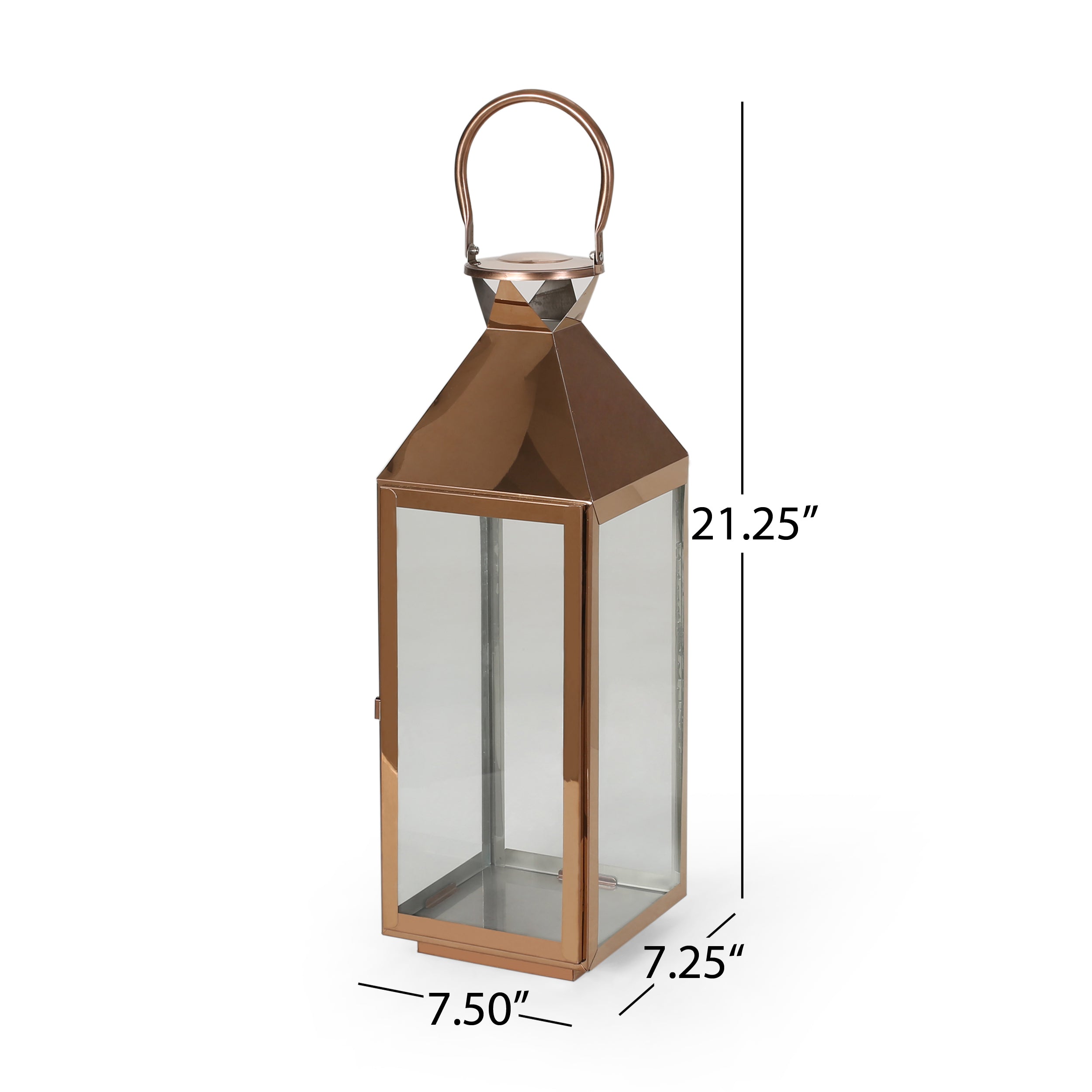 Peregrine Outdoor Stainless Steel Lantern Set， Rose Gold