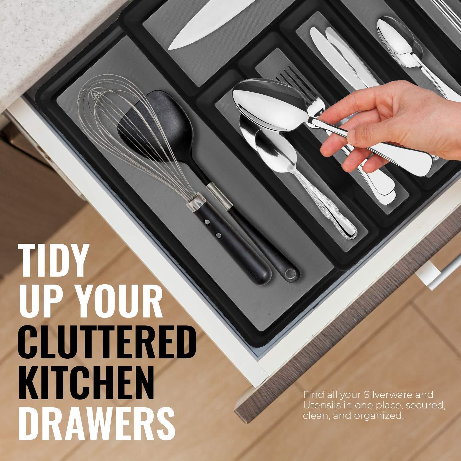 Expandable In Drawer Cutlery Organizer & Utensil Tray Set