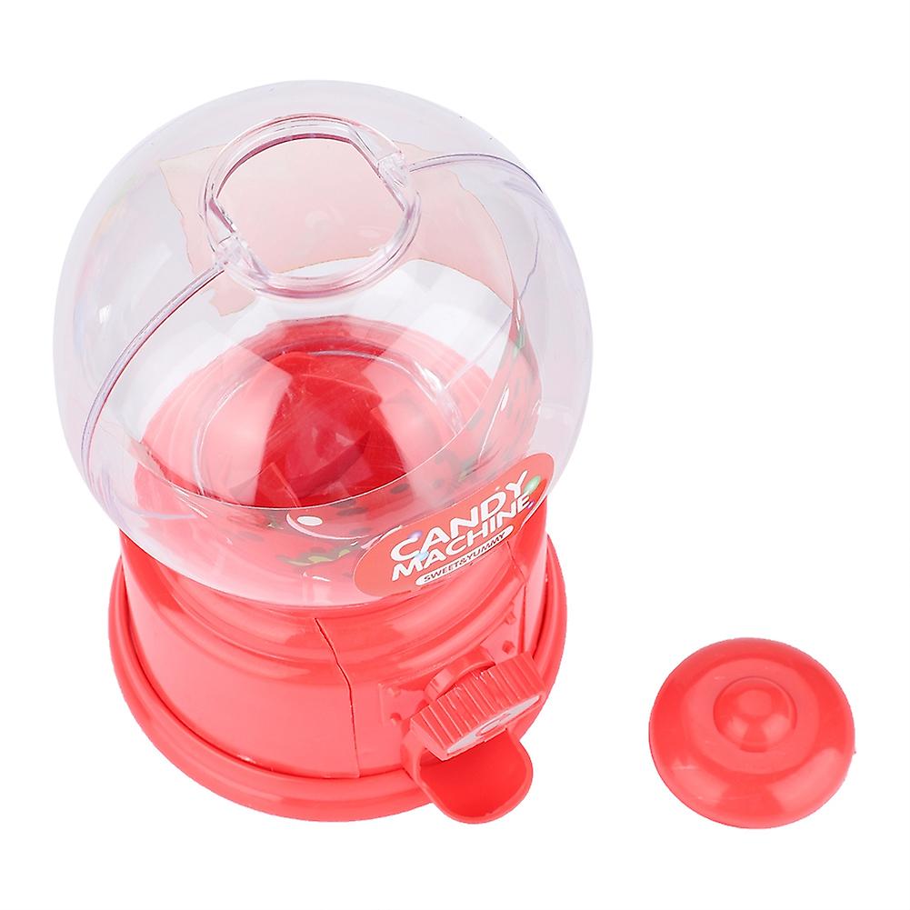 Portable Children Candy Machine Plastic Mini Gumballs Dispenser Kids Kindergarten Gift(red)