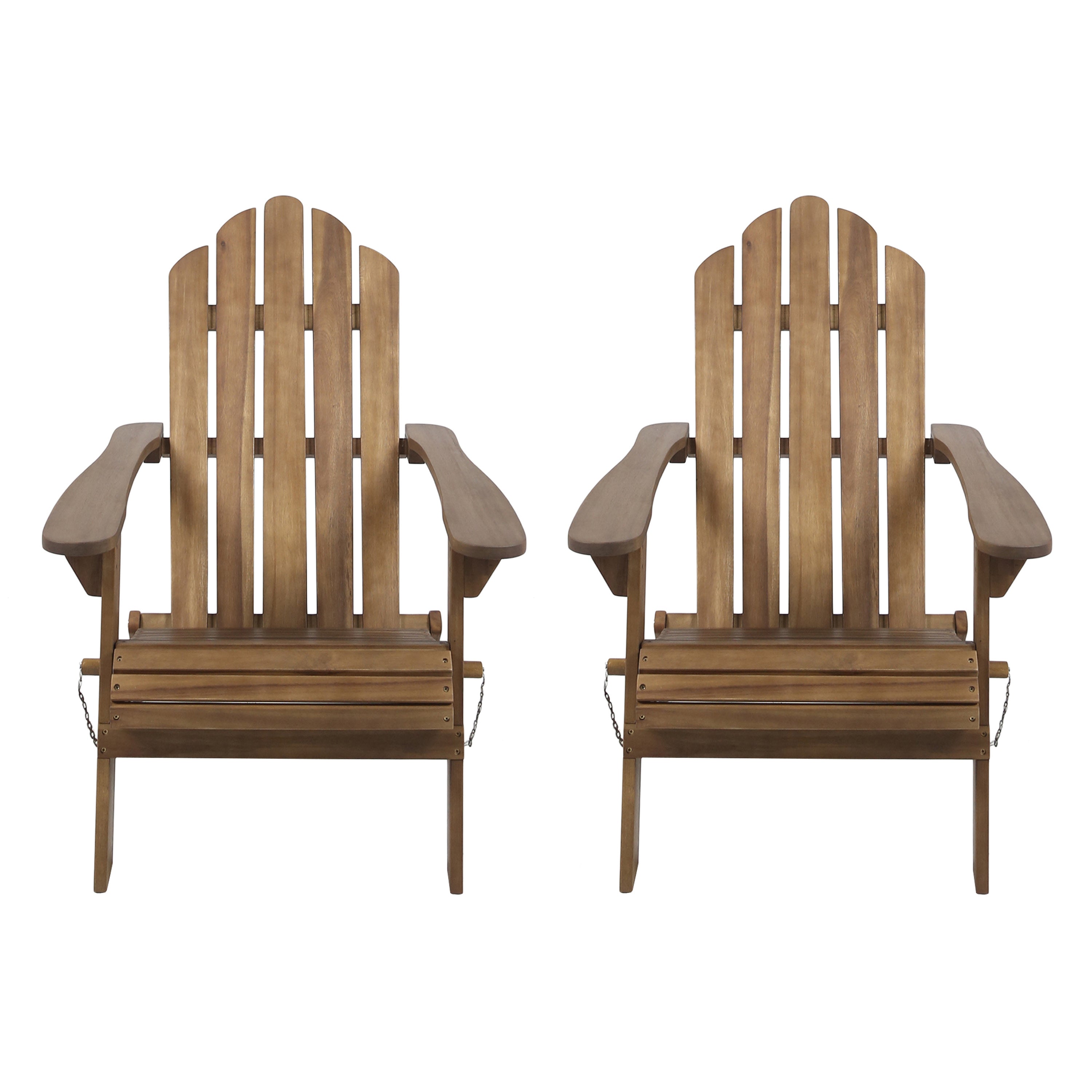 Cara Outdoor Acacia Wood Foldable Adirondack Chairs, Set of 2