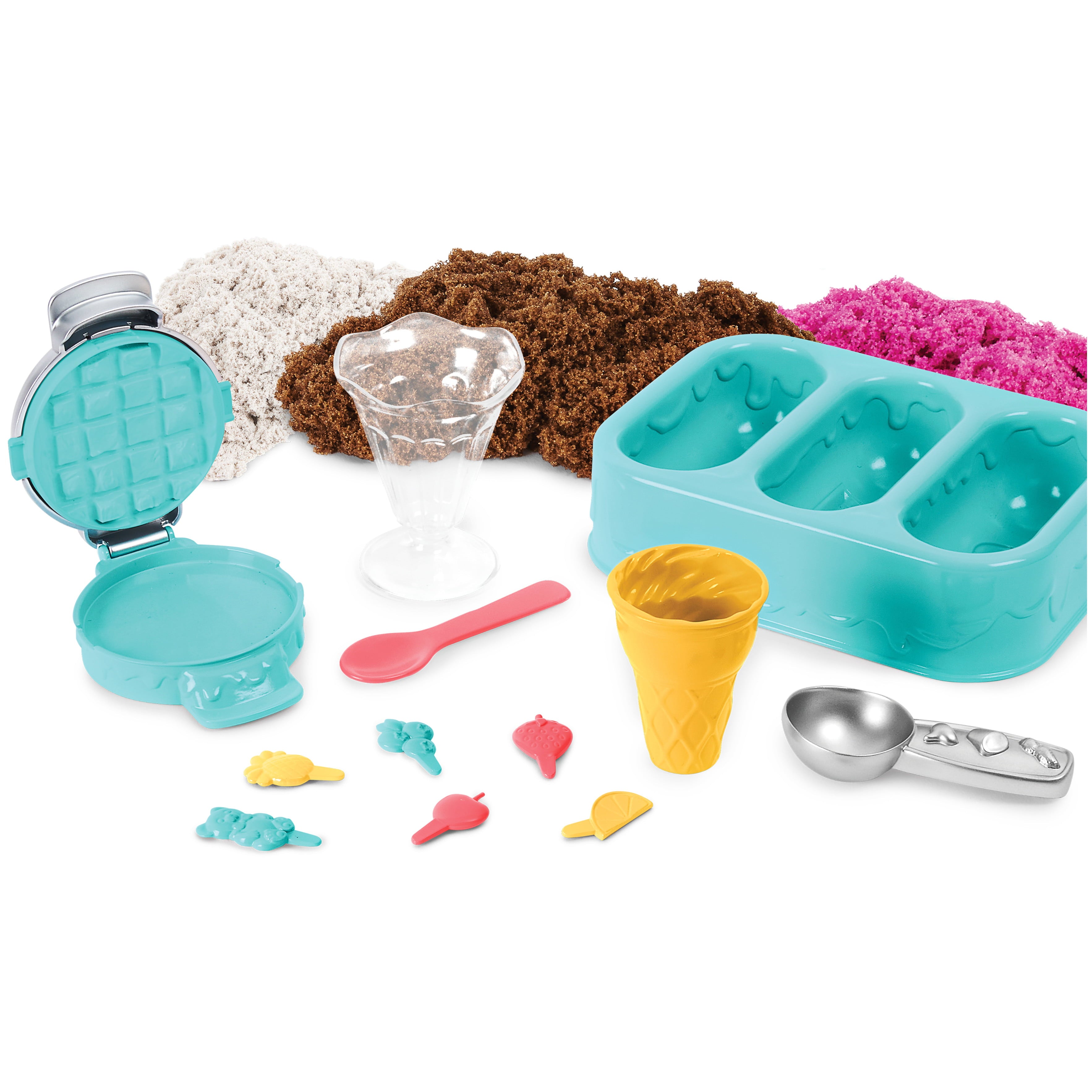 Kinetic Sand Scents, Ice Cream Treats Playset with 3 Colors of All-Natural Scented Play Sand and 6 Serving Tools, Sensory Toys for Kids Ages 3 and up