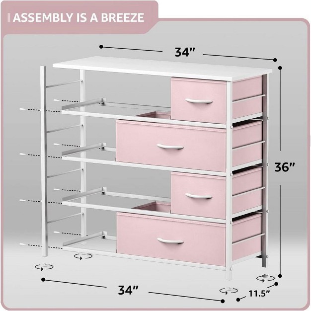 Sorbus Dresser With 8 Drawers Storage Chest Organizer With Steel Frame Wood Top Handles Fabric Bins