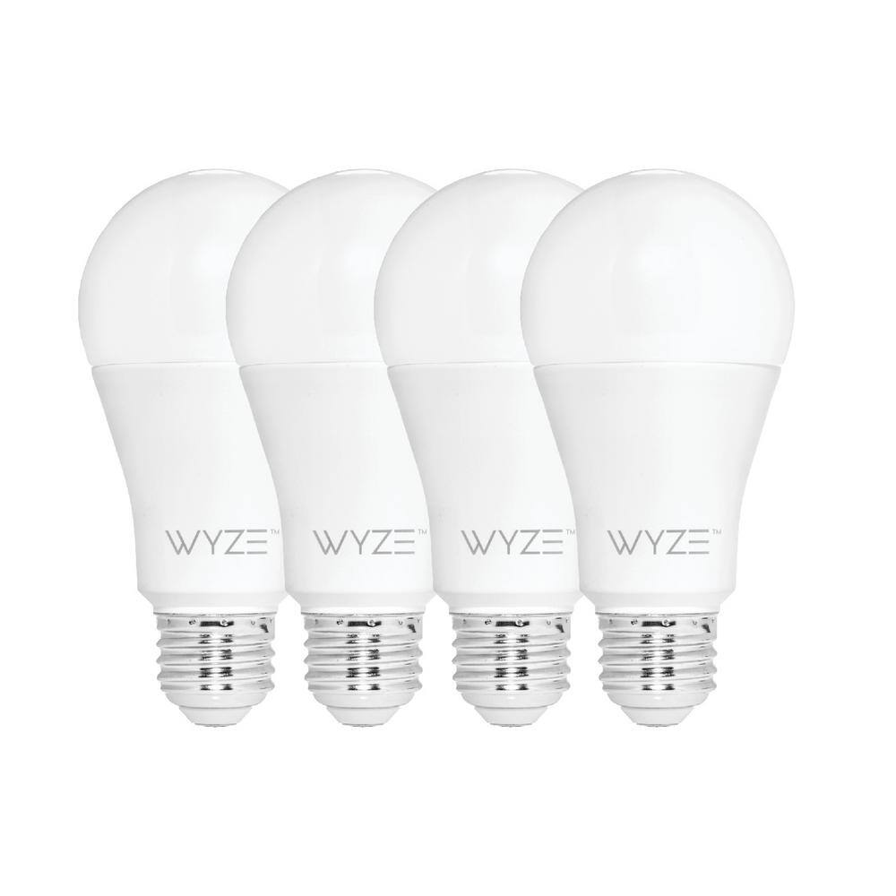 Wyze 60-Watt Equivalent White 800 Lumens A19 Dimmable Wi-Fi LED Smart Light Bulb Tunable Alexa and Google Assistant (4-Bulb) WLPA19V2-4PK