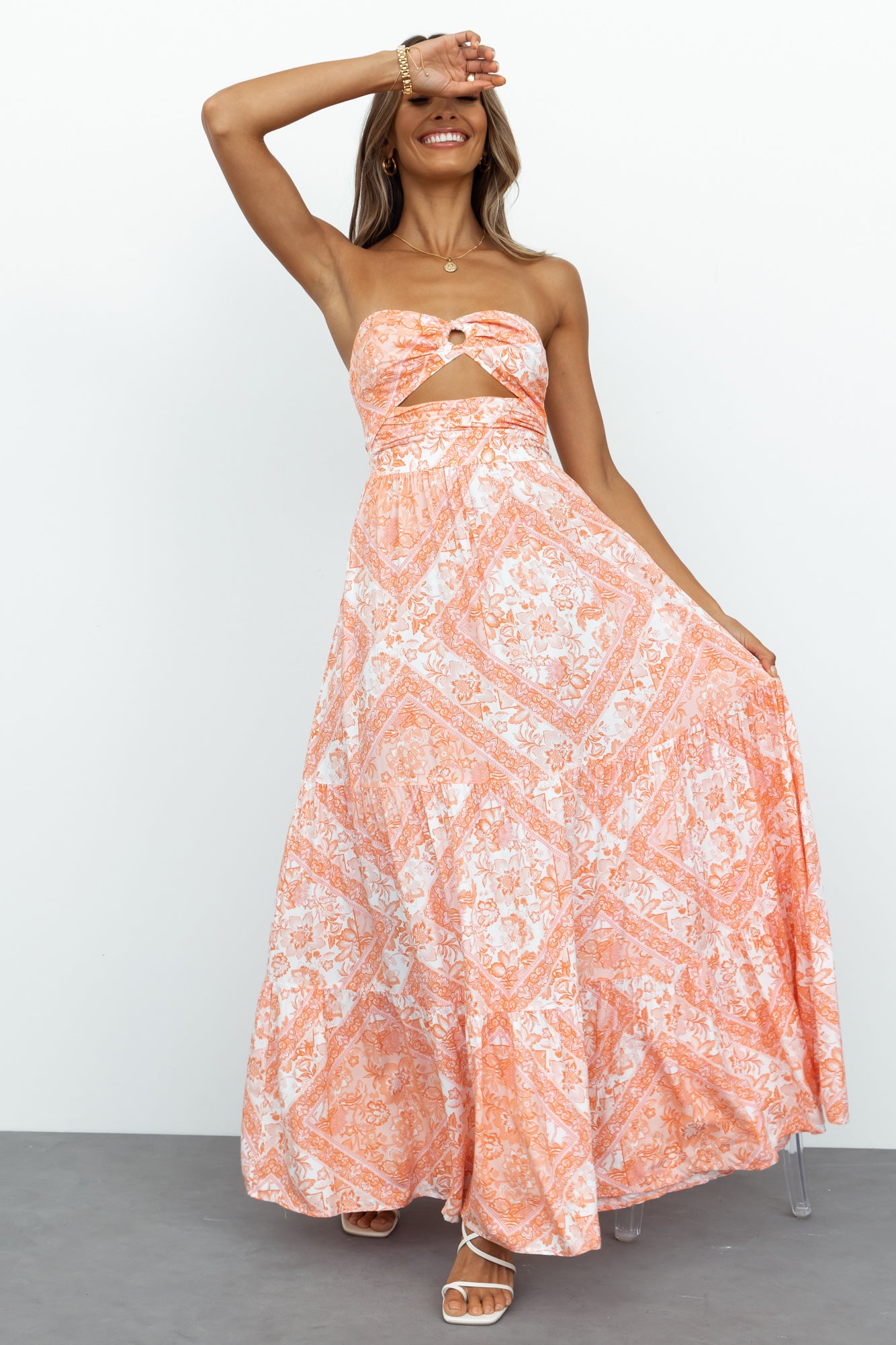 Speak To My Heart Midi Dress Peach