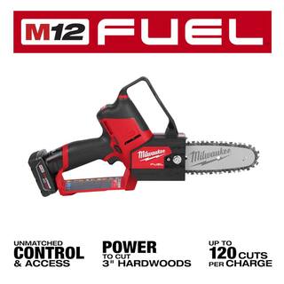 MW M12 FUEL 12-Volt Lithium-Ion Brushless Battery 6 in. HATCHET Chainsaw Kit with 6.0 Ah and 4.0 Ah Battery Charger 2527-21-48-11-2460