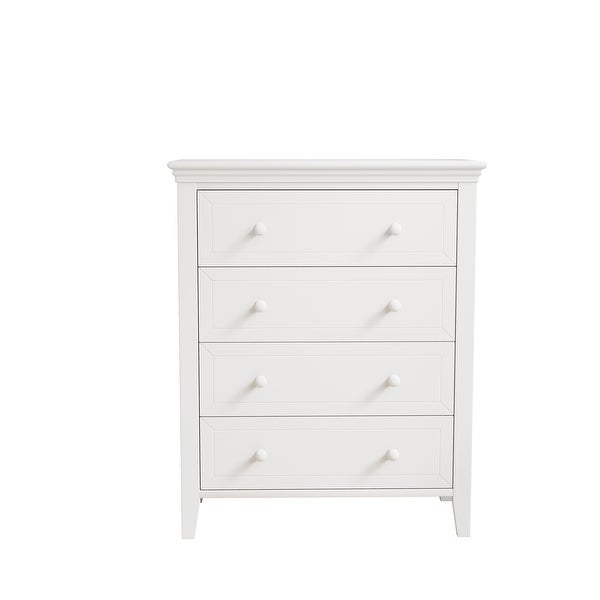 Traditional Concise Style White Solid Wood Four-Drawer