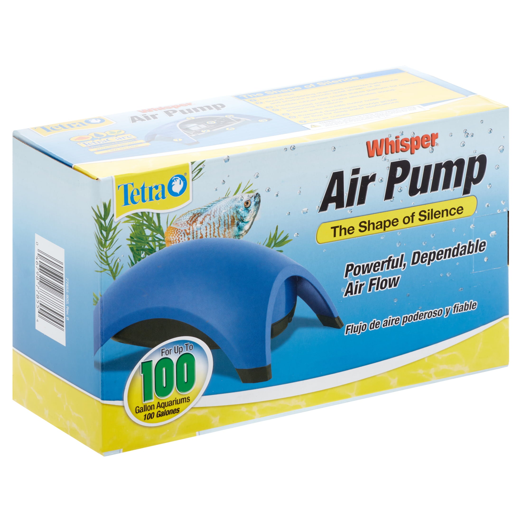 Tetra Whisper Air Pump 60 To 100 Gallons， for Aquariums， Powerful Airflow， Non-UL Listed