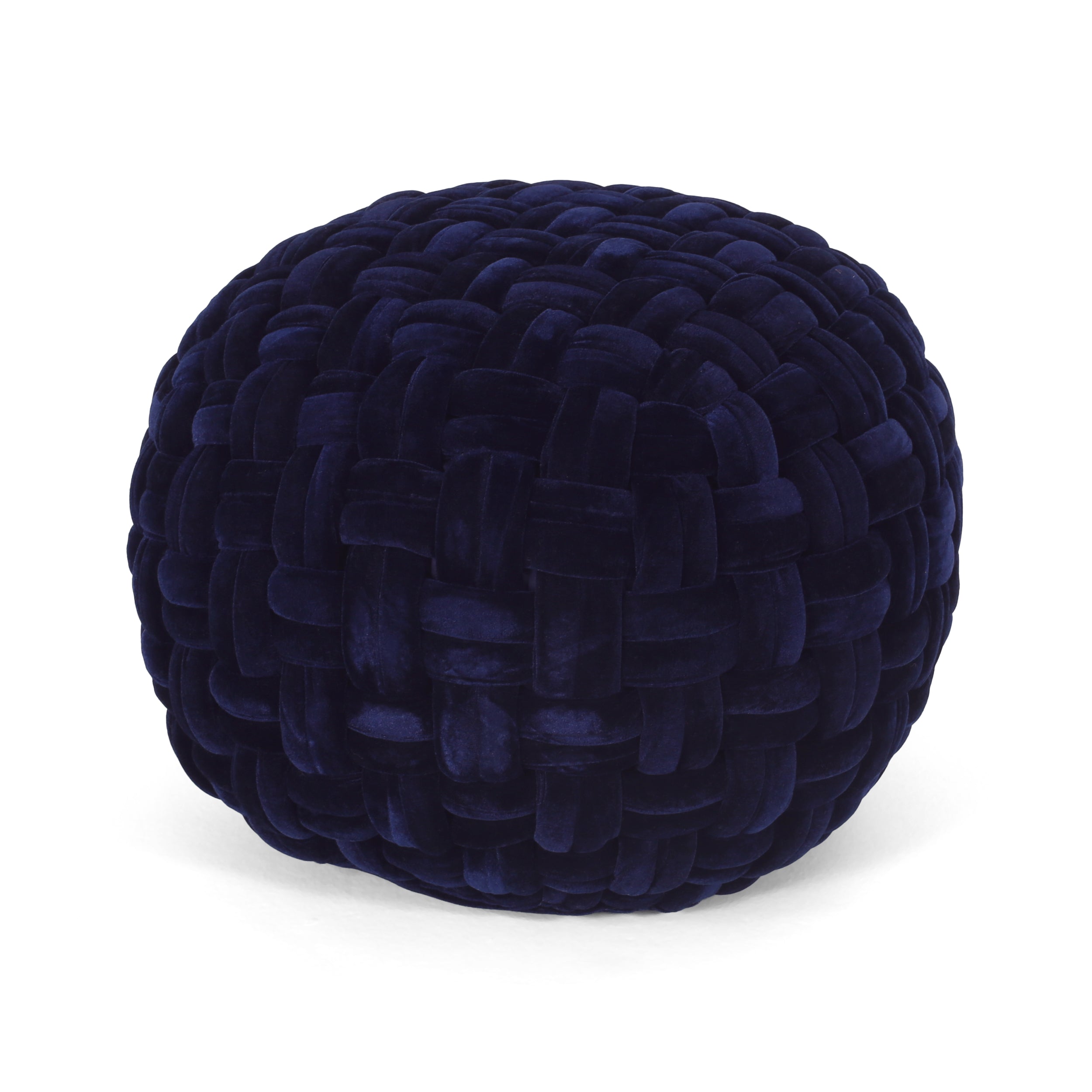 Colerain Modern Glam Handcrafted Cable Weave Velvet Round Pouf