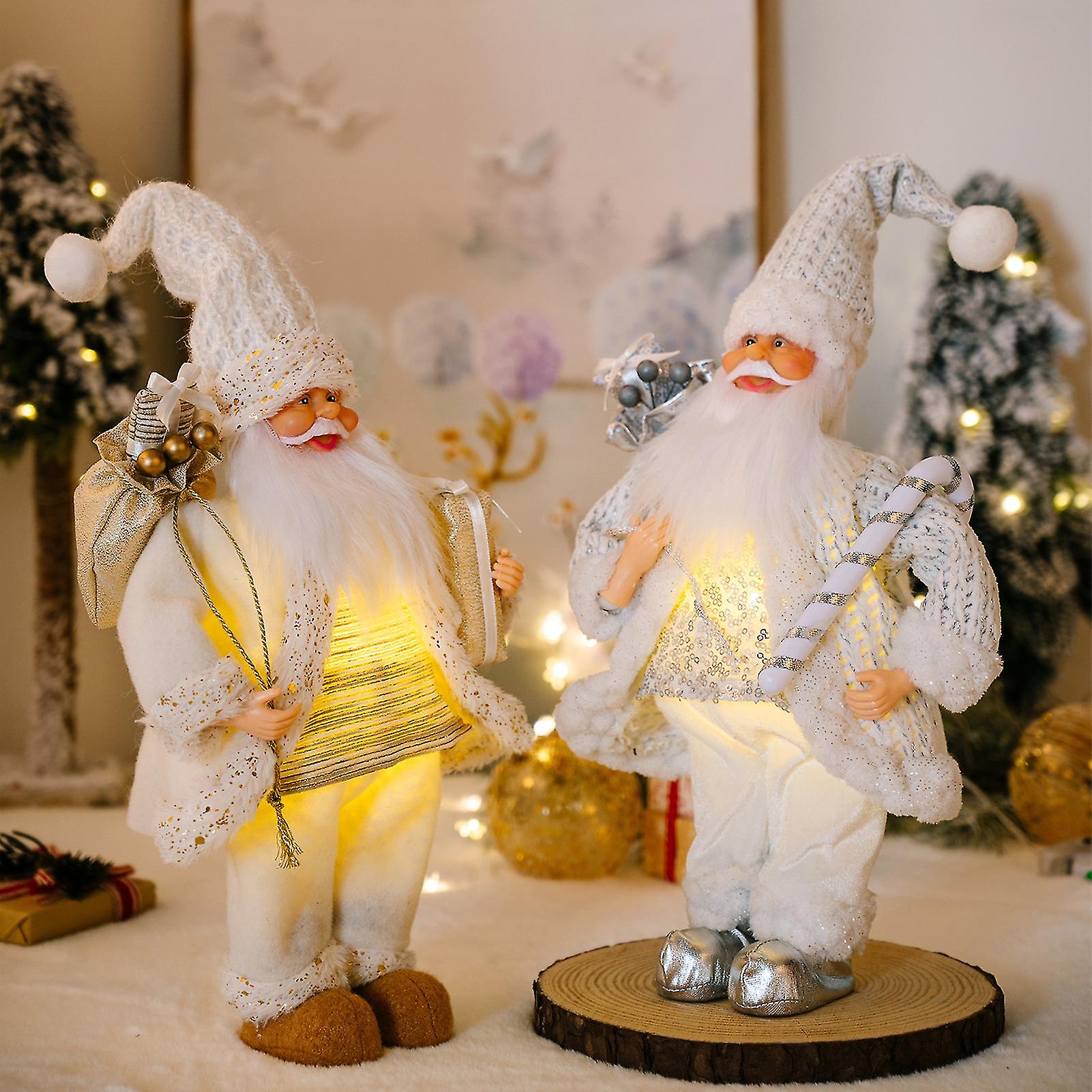 Led Christmas Doll Ornaments Standing Santa Claus Plush Doll Lighting Ornaments Home Decor