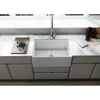 Empire Industries Derby Fireclay 27 in. Single Bowl Farmhouse Kitchen Sink with workstation DER27