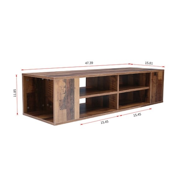 Floating TV Stand Component Shelf with Height Adjustable