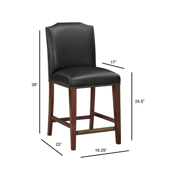 Britton Stationary Faux Leather Counter Stool with Nail Heads by Greyson Living