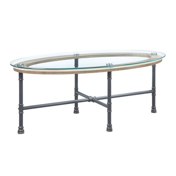 Coffee Table in Clear Glass and Sandy Gray Finish