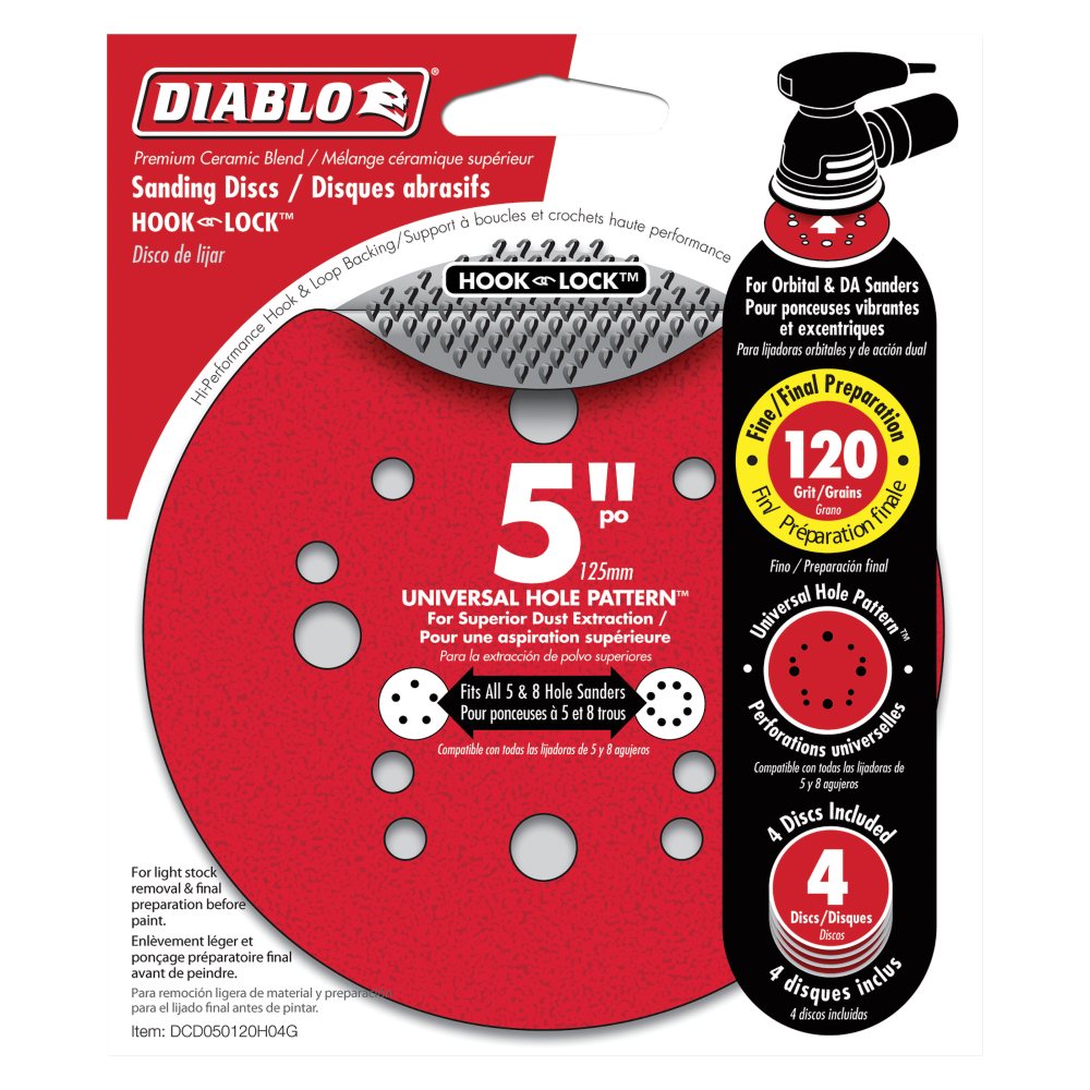 Diablo Tools 5 120 Grit  ROS Hook and Lock Discs (4-Pack)