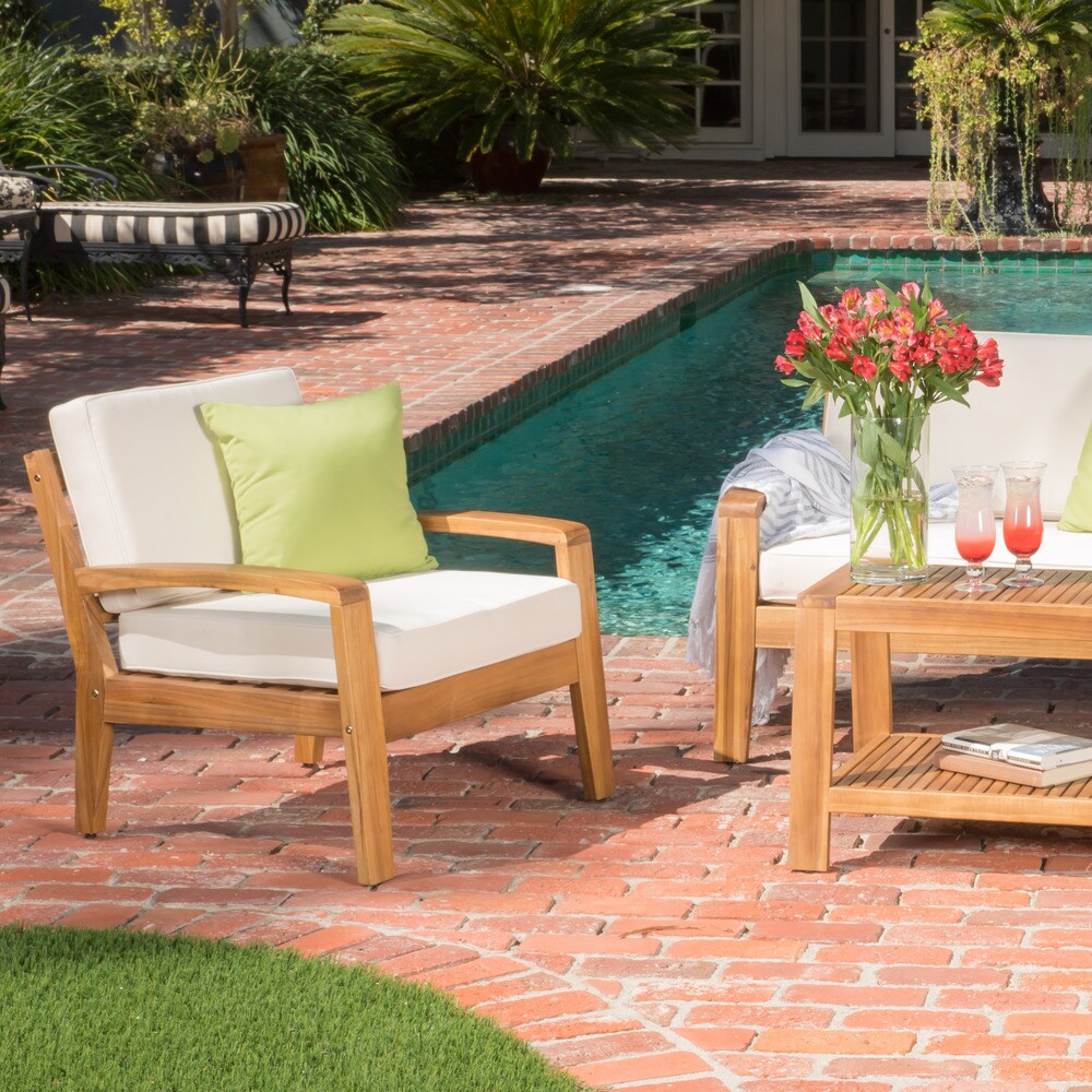 Grenada 4 pc. Outdoor Wood Chat Set by Christopher Knight Home