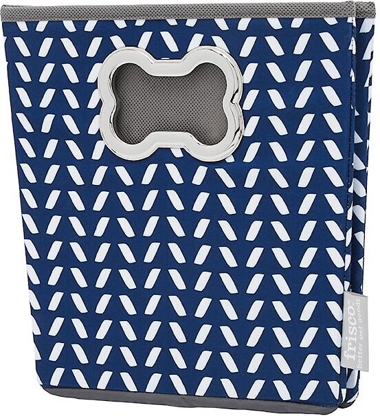 Frisco Rectangle Collapsible Pet Toy Storage Bin， Navy Herringbone