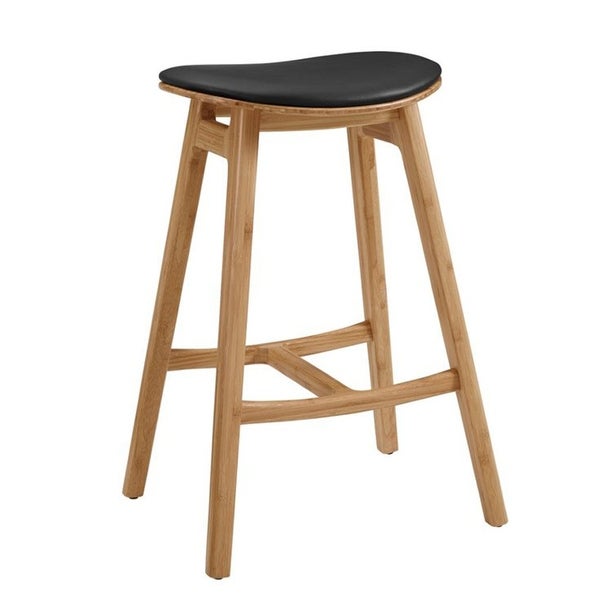 Skol Counter Height Stool With Leather Seat， Caramelized， (Set of 2)