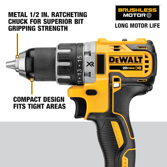 DEWALT DCD791D2 XR 20-volt 1/2-in Brushless Cordless Drill (2 Li-ion Batteries Included and Charger Included)