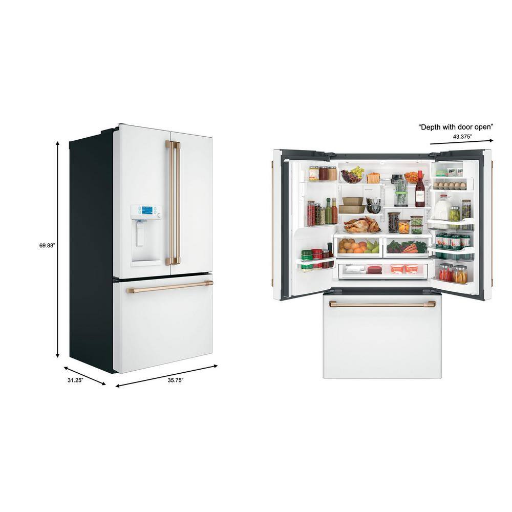 Cafe 22.2 cu. ft. Smart French Door Refrigerator with Hot Water Dispenser in Matte White Counter Depth and ENERGY STAR CYE22TP4MW2