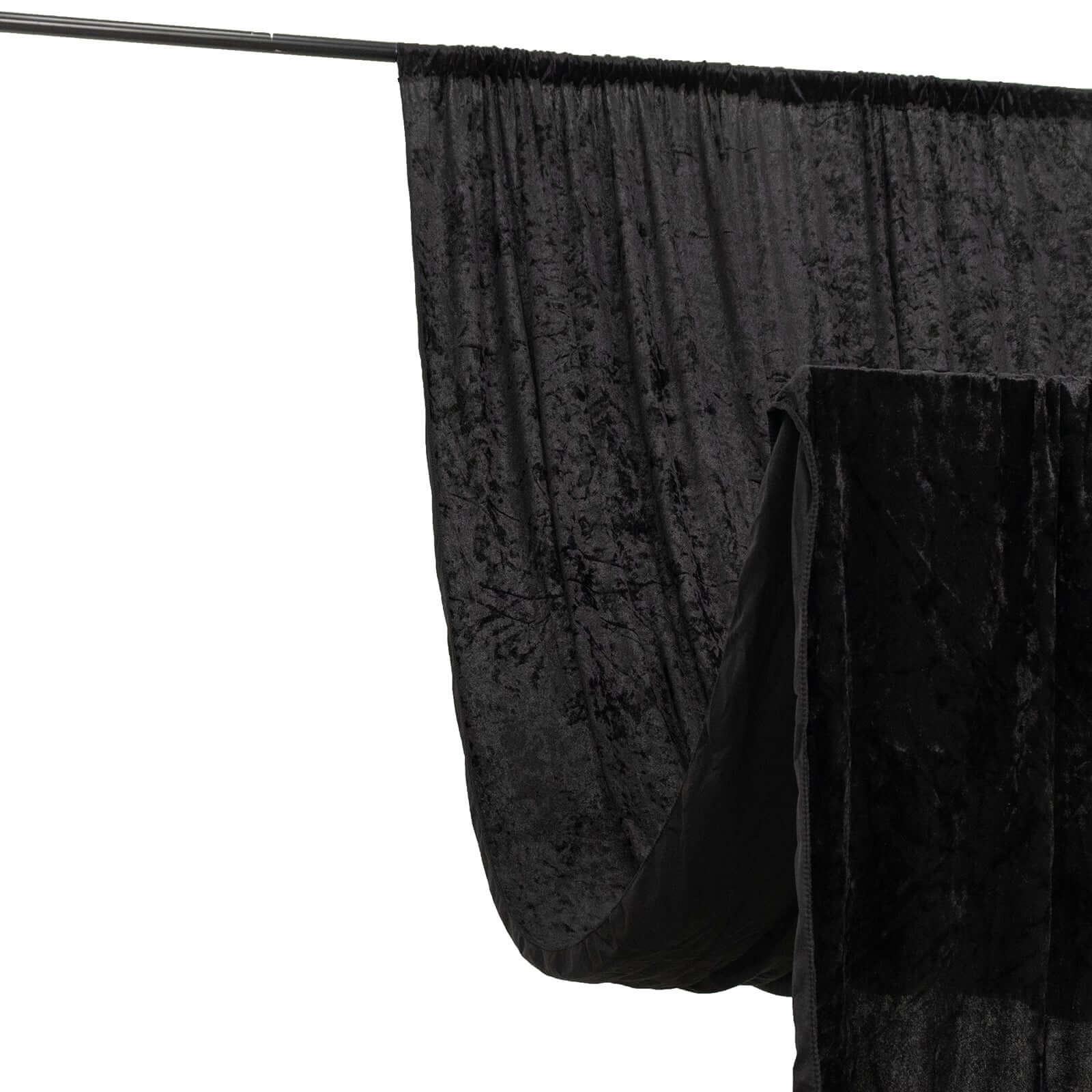 Black Premium Smooth Velvet Backdrop Drape Curtain, Privacy Photo Booth Event Divider Panel with Rod Pocket - 5ftx12ft