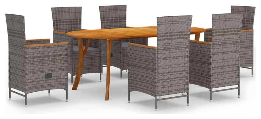 vidaXL Patio Dining Set Outdoor Dining Set Table and Chair Set 5 Piece Gray   Tropical   Outdoor Dining Sets   by vidaXL LLC  Houzz