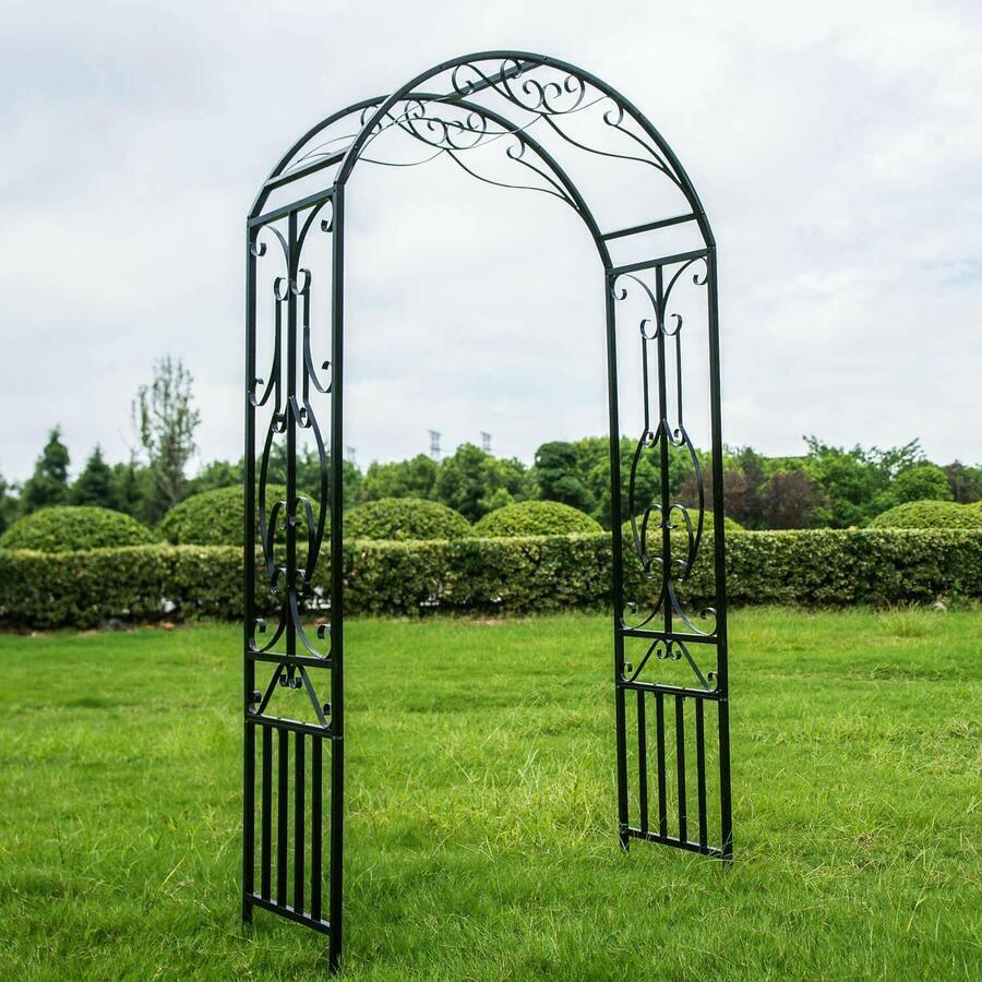 86-Inch High Gothic Style Garden Arch With Trellis Arbor Outdoor Decor