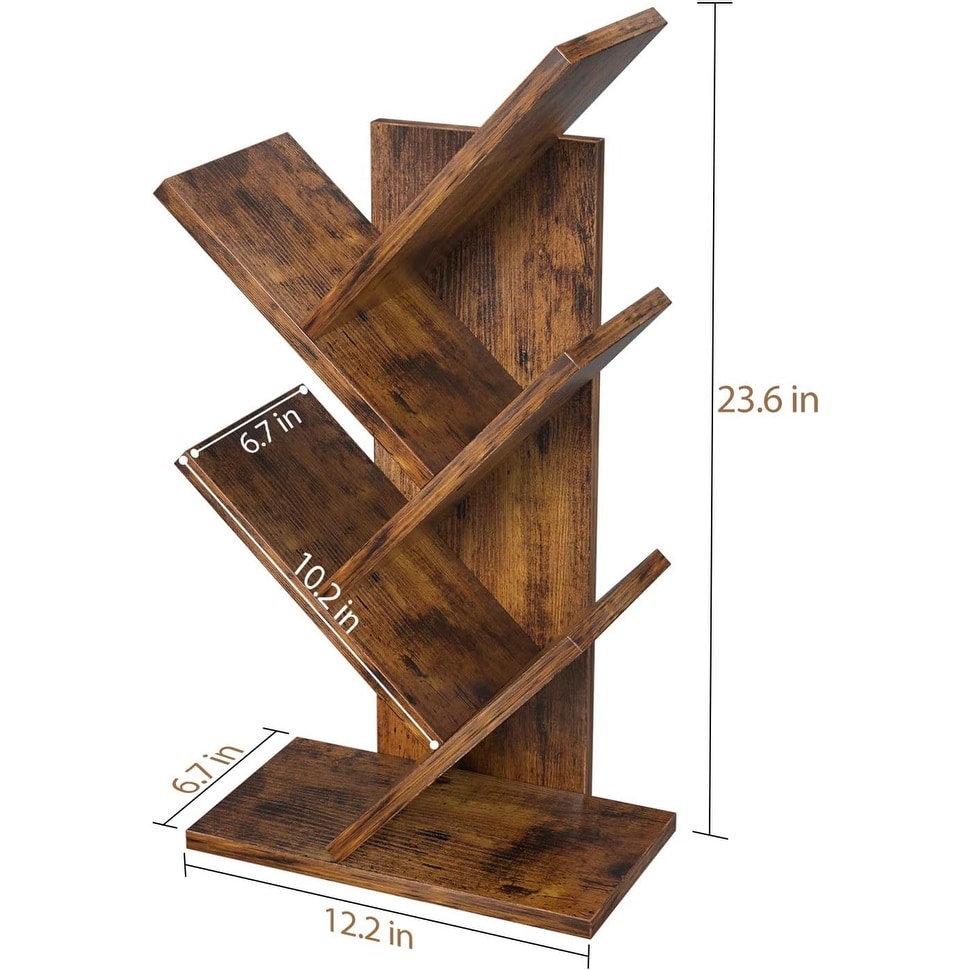 4 Tier Tree Bookshelf Cd/Magazine/Book Wood Storage Rack