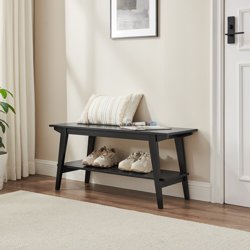 Middlebrook Contemporary Entry Bench with Storage Shelf