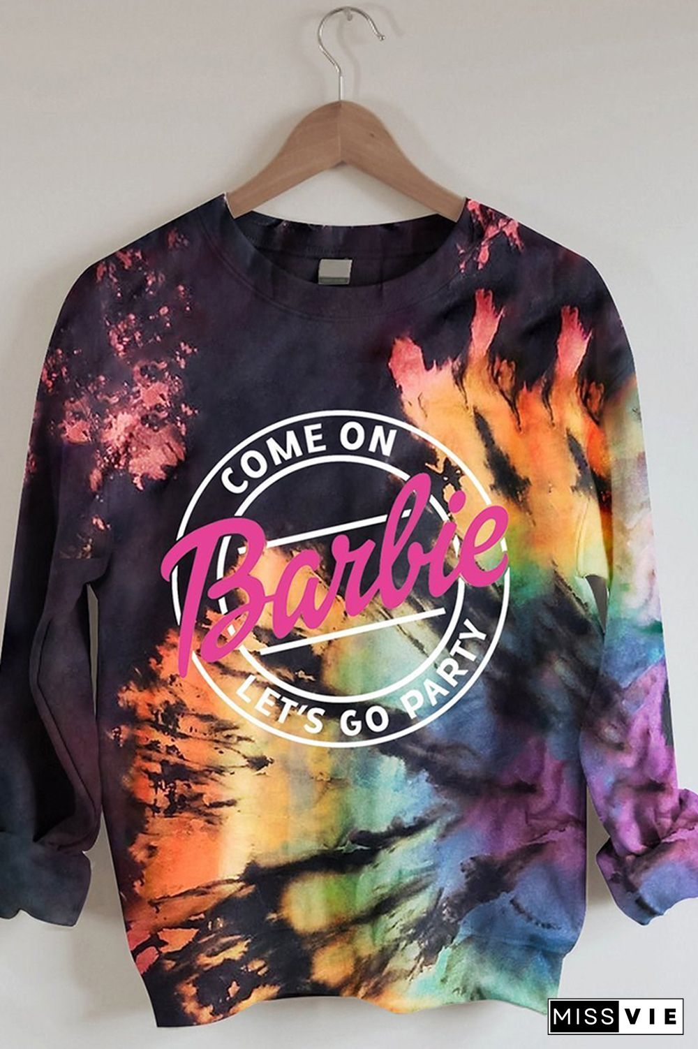 Bleached Tie Dye O-neck Sweatshirt Women Wholesale