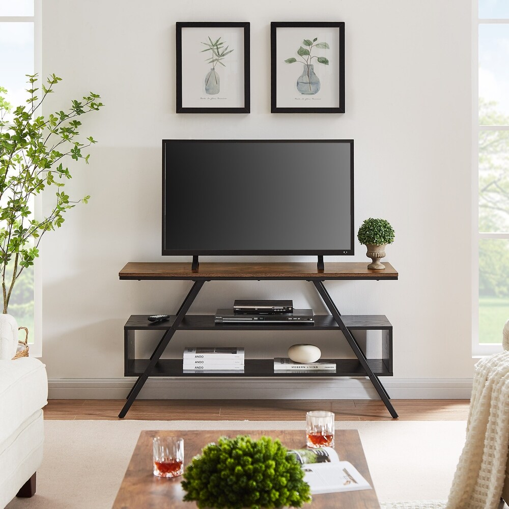 VANOMi 47.2''W Rustic Brown TV Stand for TVs Up to 50''  Metal Legs TV Console