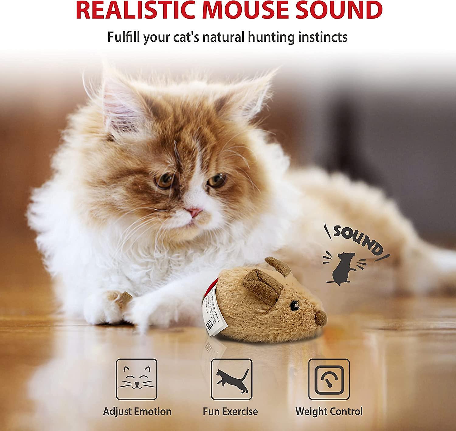 Gigwi Interactive Cat Toy Mouse， Moving Automatic Cat Toys Mice Electronic With Furry Tail， Automatic Squeaky Cat Toys For Kitten Indoor/outdoor Exerc