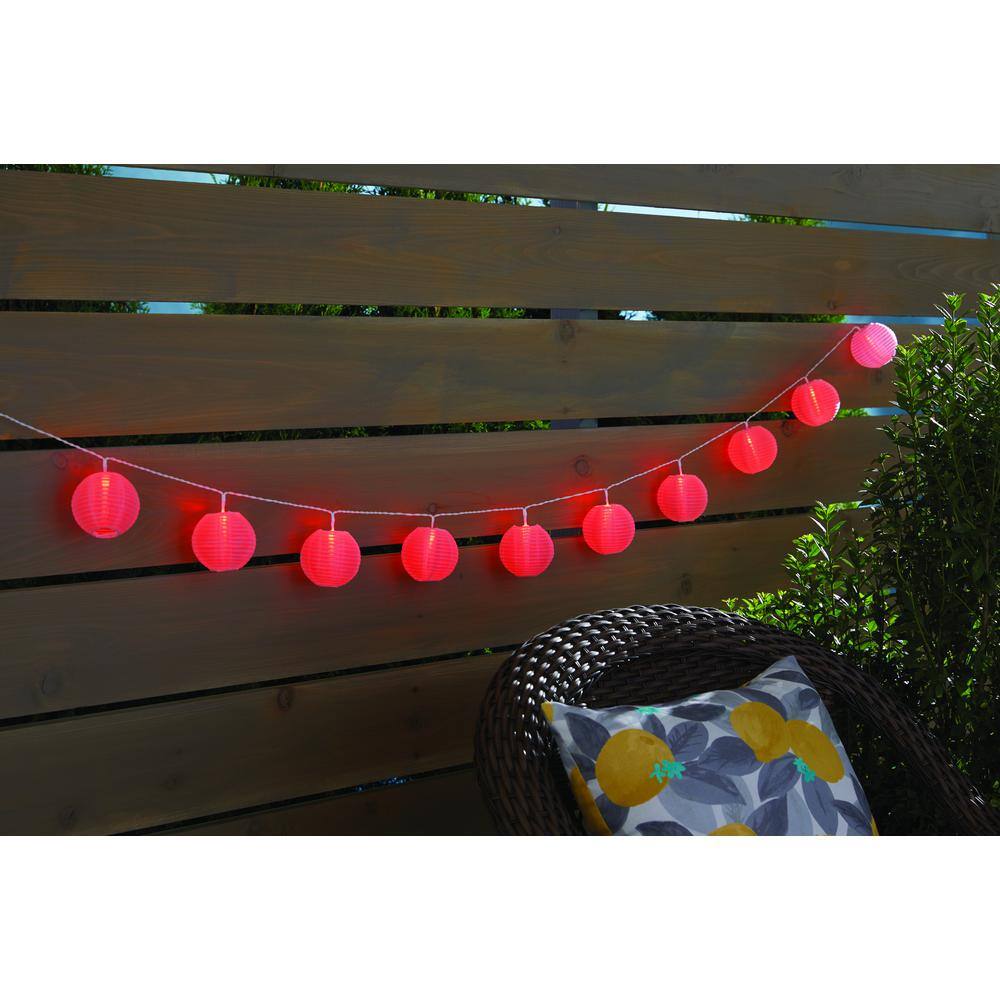 Hampton Bay OutdoorIndoor 7 ft. 10-Light Battery Powered Paper Lantern Mini Bulb LED String Light (Multi-Color) NXT-2335SL