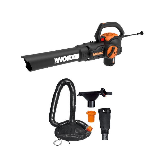 Worx Wg524 12 Amp Trivac 3 in 1 Electric Leaf Blower mulcher vac With Leaf Collection System