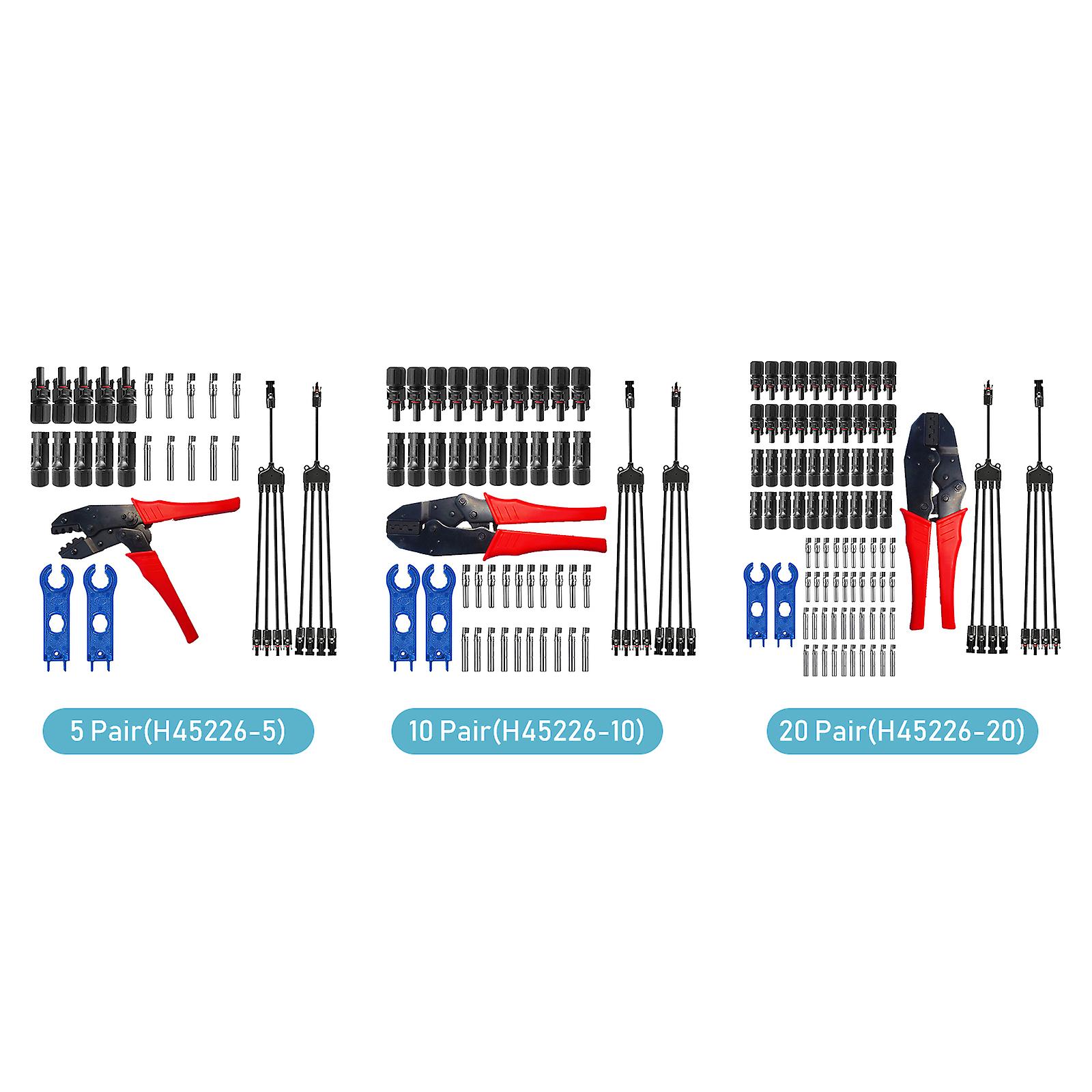 5/10/20 Pairs Connectors， 1 Pairs Spanner， 1 Pairs 1 To 4 Branch Y Type Branch Connector， Crimping Pliers，