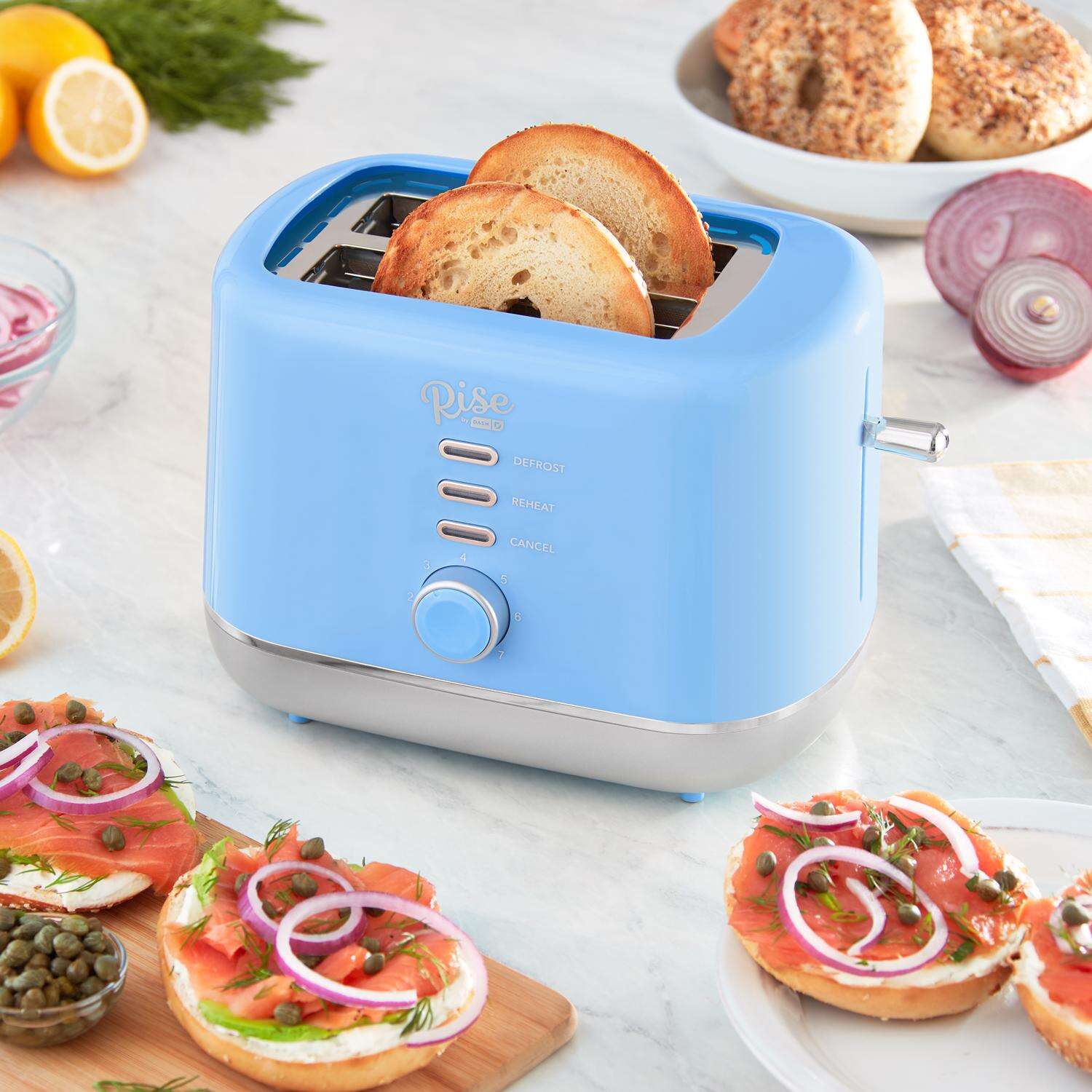 Rise by Dash Plastic Blue 2 slot Toaster 7.4 in. H X 7.2 in. W X 11.1 in. D