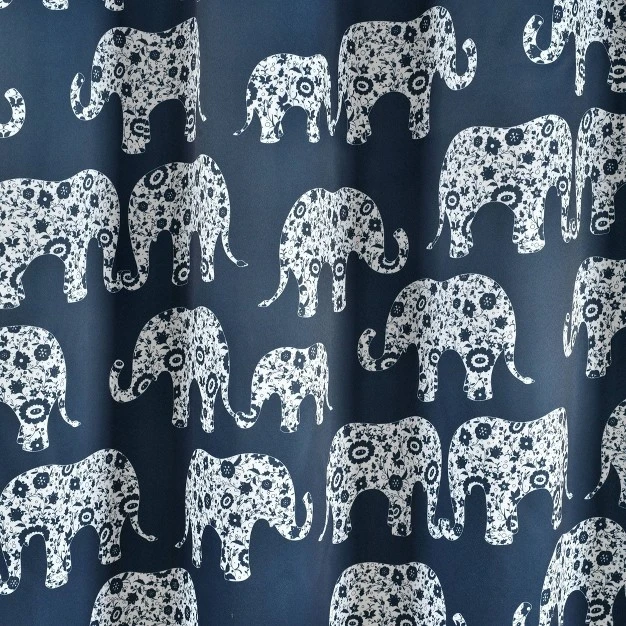 Light Filtering Elephant Parade Curtain Panels Navy Lush D cor