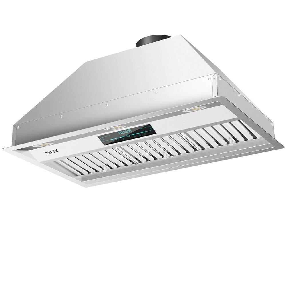 Tylza 30  900 CFM Convertible Ductless to Ducted Insert Range Hood in Stainless Steel with Charcoal Filter and Exhaust Pipe