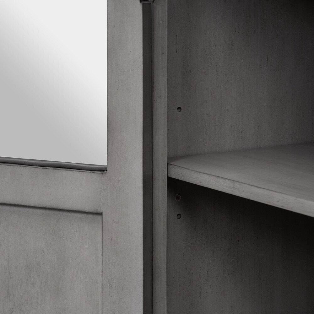 Featured Four door Storage Cabinet with Adjustable Shelf and Metal Handles