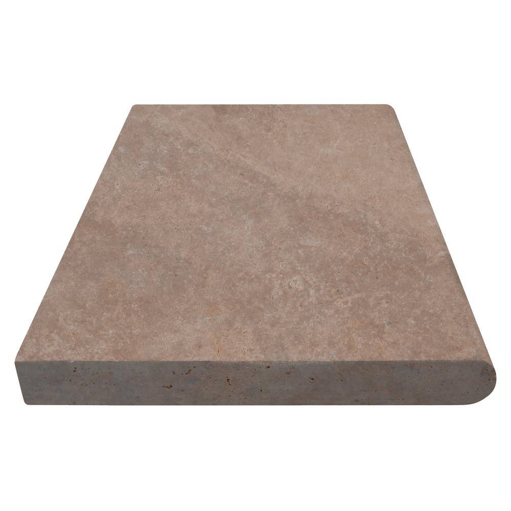 MSI Mediterranean Walnut 2 in. x 16 in. x 24 in. Brushed Travertine Pool Coping (40 Pieces106.8 sq. ft.Pallet) TWAL1624HUF