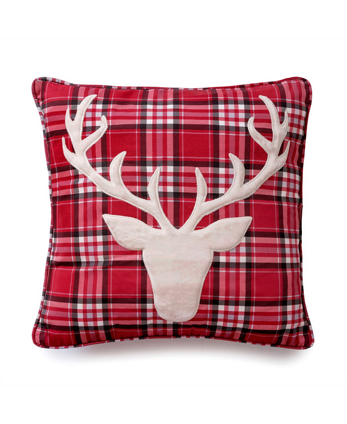 Martha Stewart Collection Reindeer Holiday Decorative Pillow， 18