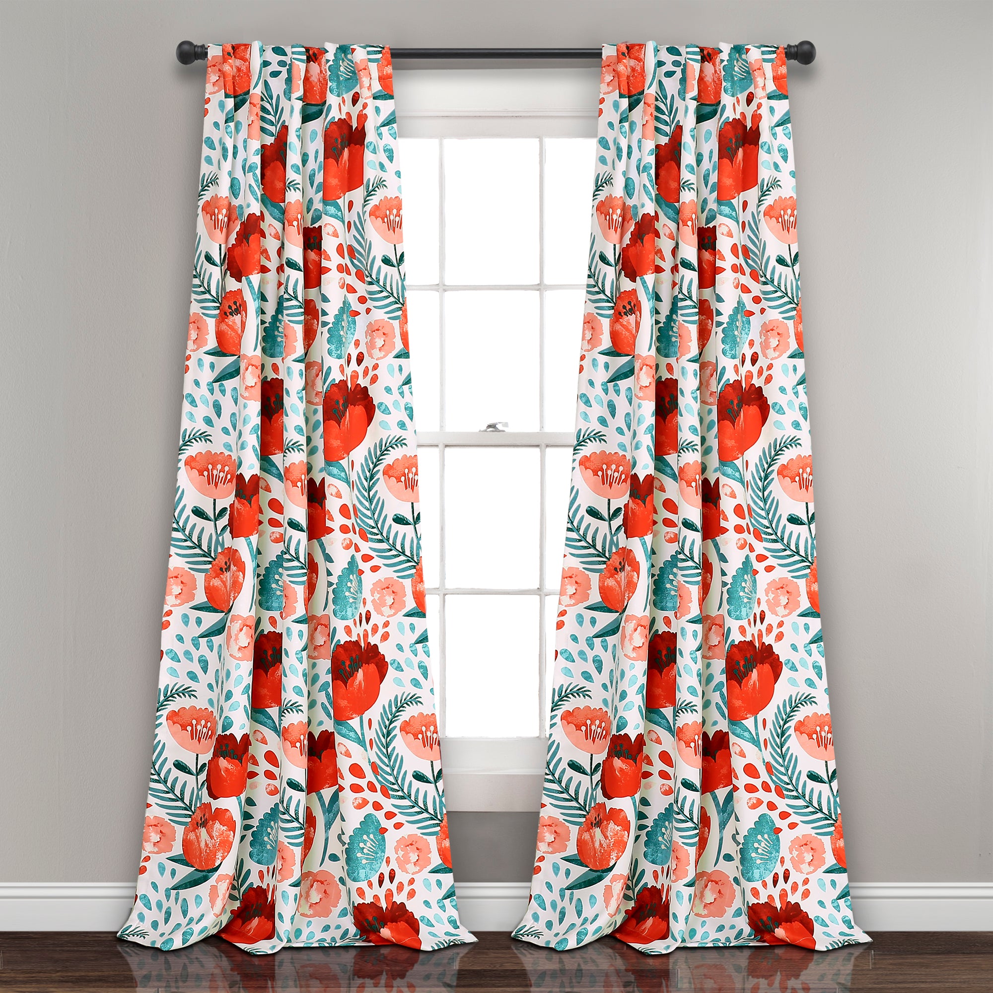 Poppy Garden Light Filtering Window Curtain Panel Set