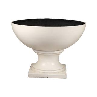 MPG 24 in. W x 16.5 in. H Light Aged White Composite Contemporary Wide Urn PC1445LAW