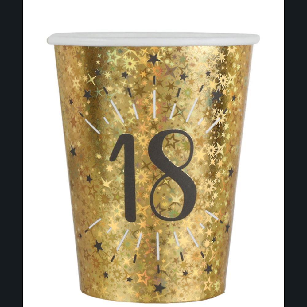 Black Gold 18th Birthday Paper Cups | Milestone Party Tableware x 10