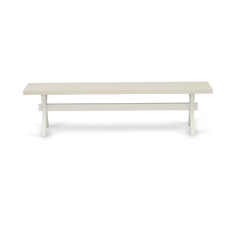 East West Furniture X Style Modern Dining Bench with Wooden Seat(Finish Options)