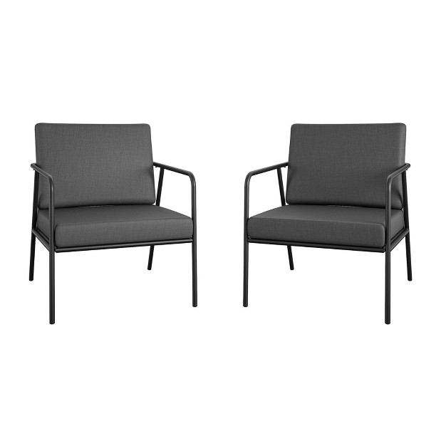 Cosco Modern Cushioned Outdoor Lounge Armchairs 2 pack Dark Gray