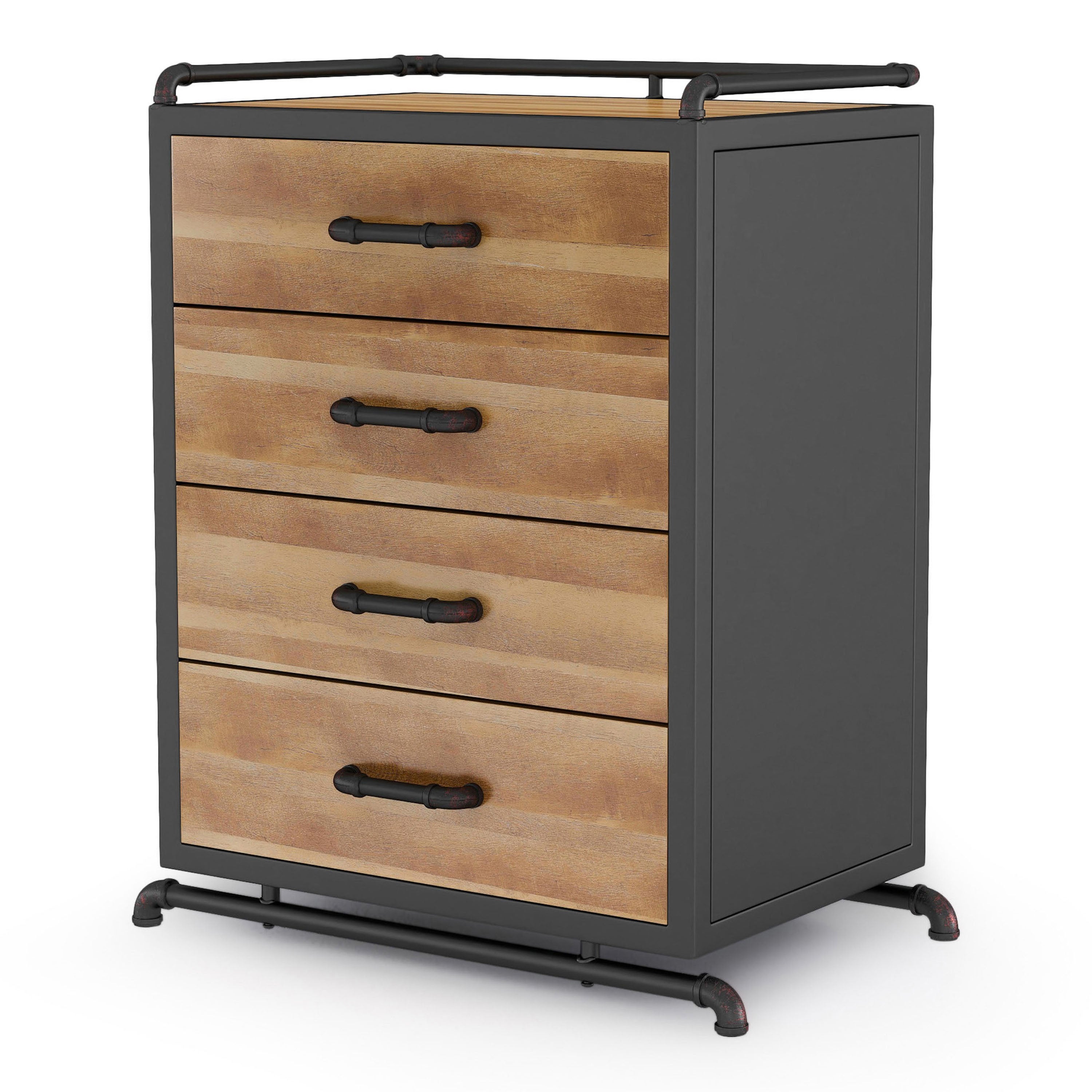 Furniture of America Clim 4-Drawer Chest, Natural and Sand Black