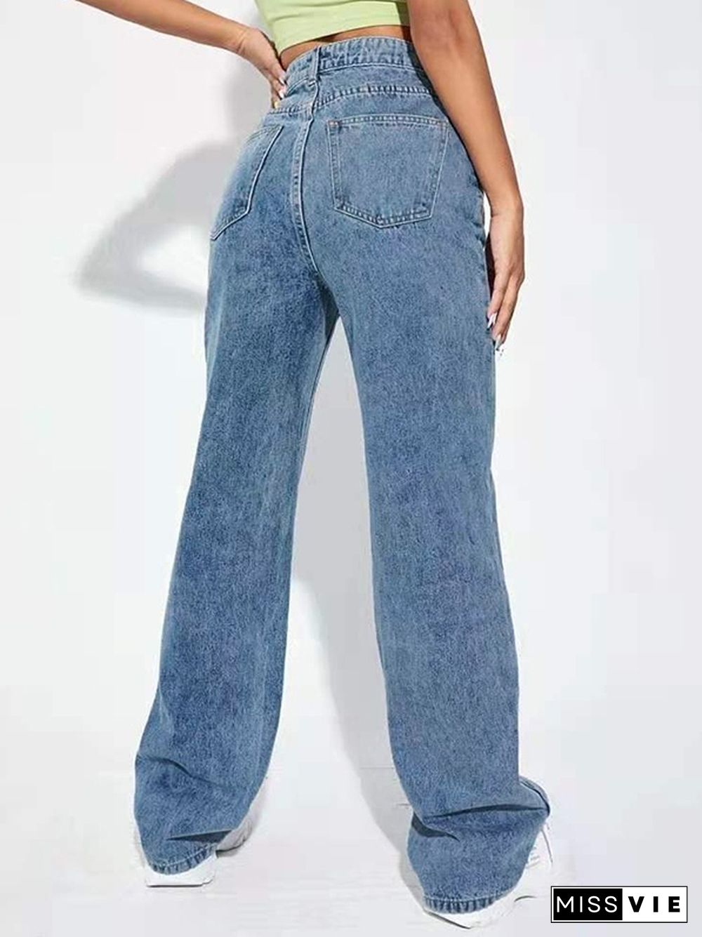 Washed Mopping Boyfriend Jeans