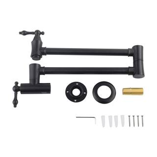 GIVING TREE Wall Mount Faucet Pot Filler Faucet with Double Lever Handle in Matte Black XLHDDOTU0145